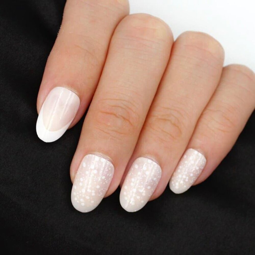 French-Inspired Press-On Nails with Dotted Accents
